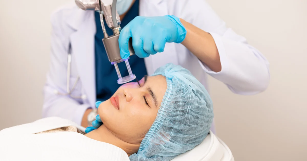 Patient receiving CO2 laser treatment in Lima, OH, for skin rejuvenation